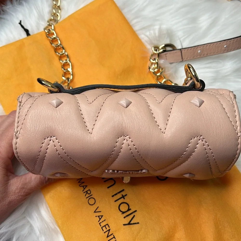 Valentino By Mario Valentino Papillon Studs Quilted Leather Crossbody Or Bum Bag - Picture 9 of 17